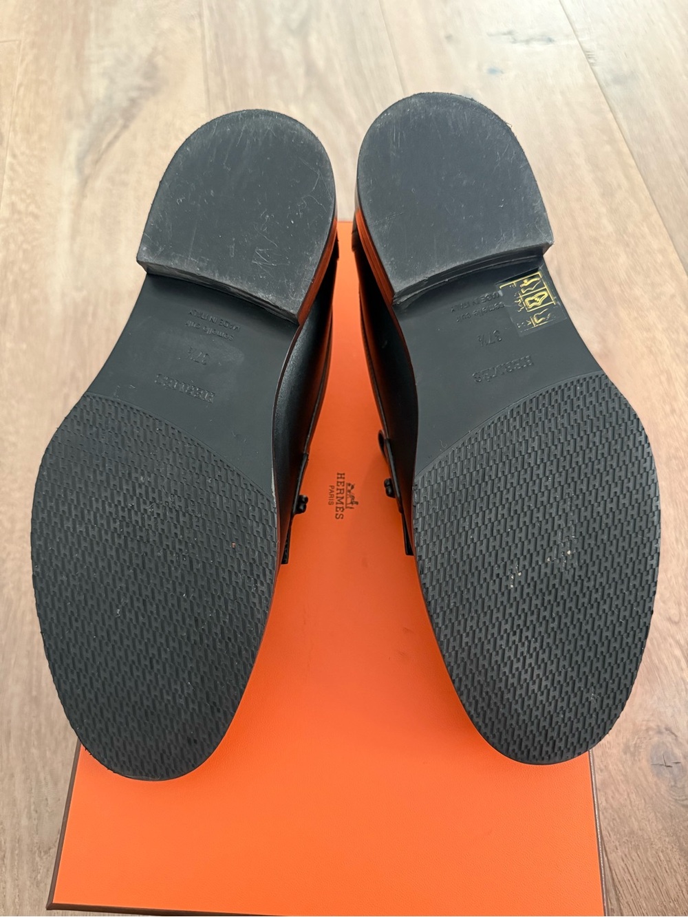 Hermes Impact Leather Loafers in Black with Gold Hardware - Picture 9 of 10